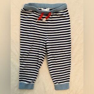 Baby Boden Navy and White Striped Pants with Red Accent